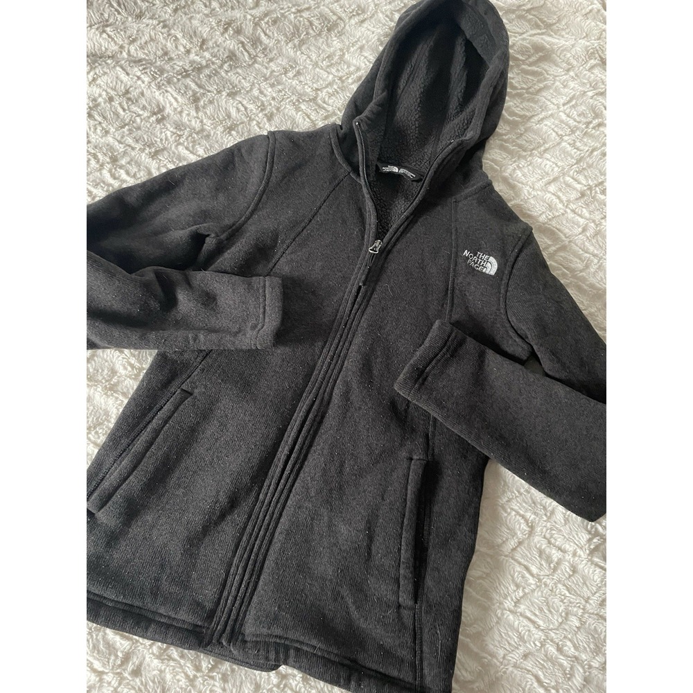 The North Face Solid Grey Full Zip‎ Hooded Small Sweater Jacket Coat